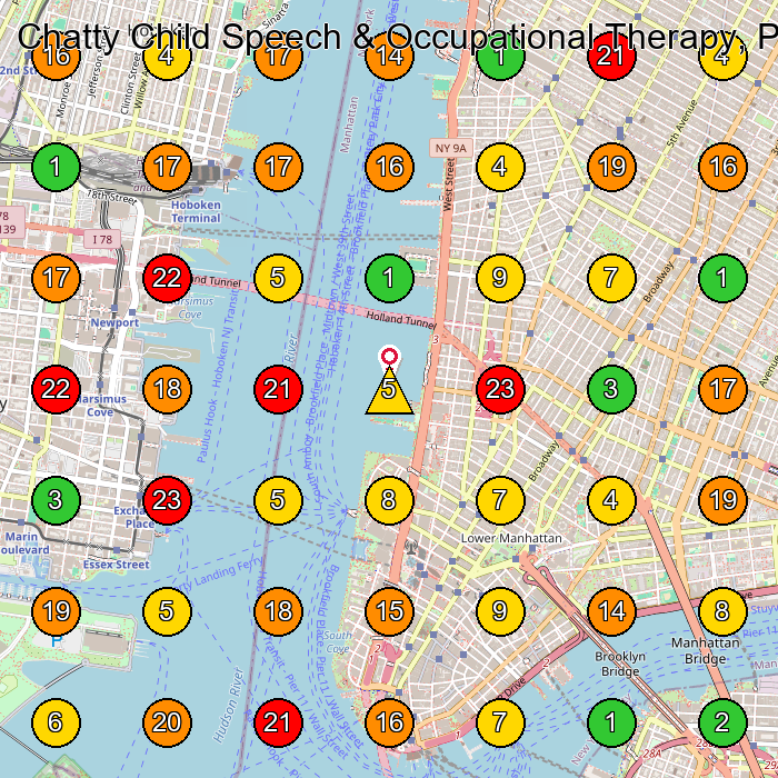 Chatty Child Speech & Occupational Therapy, PLLC Speech Pathologist GeoGrid ranking map for New York NY